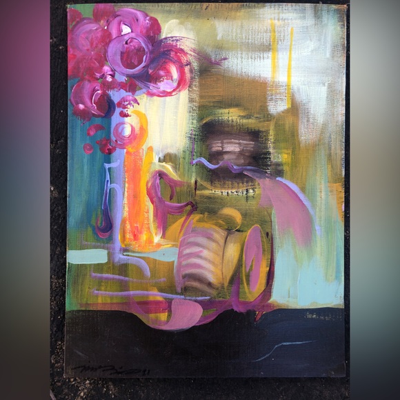 Original gallery art acrylic painting on board signed 11x14” ooak oil painting - Picture 3 of 3